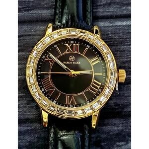 Rare Pablo Raez‎ 35mm Manhattan Gem Studded Black Roman Watch